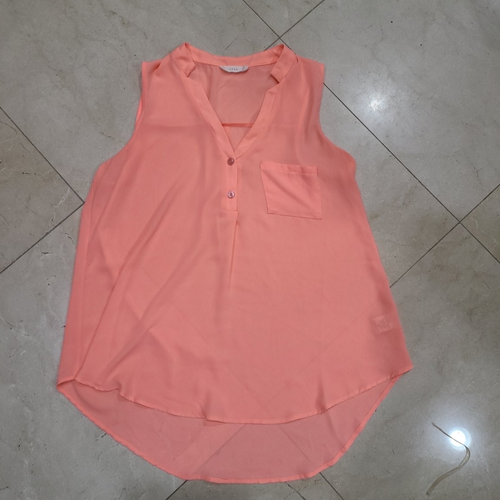 Lush flowy sleeveless blouse, sherbert color, M